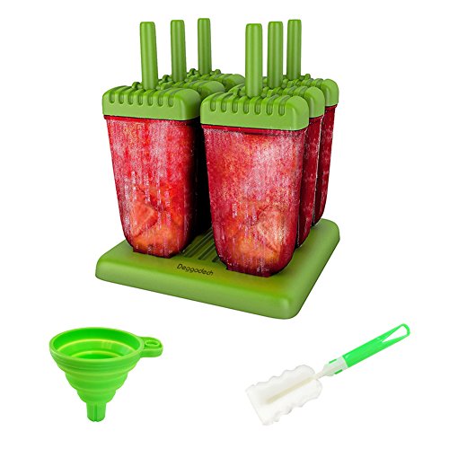 deggod 6 PCS Ice Lolly Makers Cream Set, DIY Frozen Ice Cream Formen für Kinder und Erwachsene mit Loading Trichter & Schwamm Topfbürste - 6
