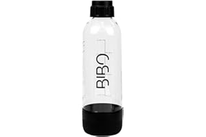 BIBO WATER BIBO 1 Litre Bottle, Reusable BPA-Free Sparkling Water Bottle | Replacement Accessories Compatible with BIBO Sparkling Soda Maker for Carbonated Fizzy Drinks, Black