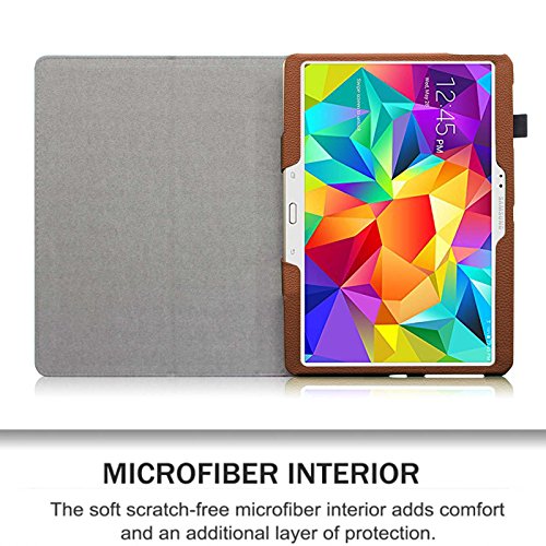 Fintie Samsung Galaxy Tab S 10.5 Hülle Case – Slim Fit Folio Kunstleder Schutzhülle Cover Tasche mit Ständerfunktion für Samsung Galaxy Tab S T800 T805 (10,5 Zoll) Tablet (mit Auto Schlaf / Wach Funktion), Braun - 7