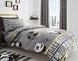 Bedlam Football Parure de lit, 52% Polyester 48% Coton, Gris, Simple - 135 x 200 cm