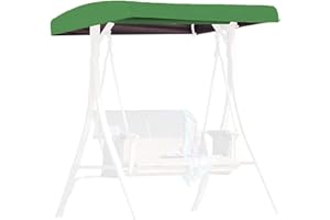 DFANCE Patio Swing Top Cover,Replacement Canopy for Swing Seat 2 3 Seater Garden Hammock Cover,Waterproof Swing Chair Top Cover Roof Sun Shade Sun Lounger for Outdoor,Green,190T:191 * 120 * 18/23cm