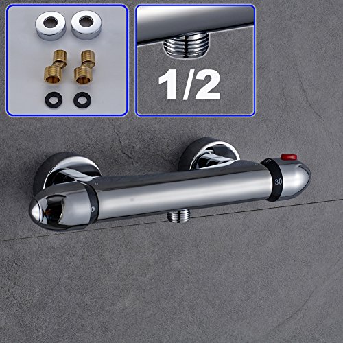 Auralum® Duschthermostat Duscharmatur Thermostat Brausethermostat Brausemischer Aufputz Chrom Thermostat-Brausebatterie - 2