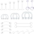 Gojewen Transparentes Langue Mamelons 14G 12/14/16/19/25MM Plastique Acryilc Piercing Droite Barre Retainers