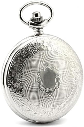 Unendlich UShield Lace Roman Numerals Hollow Skeleton Steel Mechanical Pocket Watch Silver