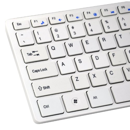 TRIXES Schmale weiße Drahtlostastatur und optische Drahtlosmaus für PC oder Laptop - 6