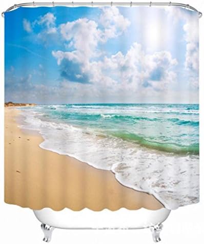 YLBUUEE 3D polyester Blue Sky Beach Lake Wave printing of the area of visual design space en-suite shower inaccessible and mildew curtains bath curtain of air, 200*180 cm exposed
