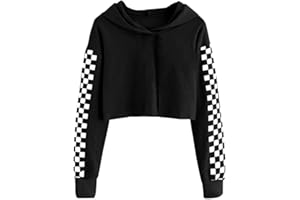 Cicy Bell Sudadera con capucha para niñas niños Crop Tops lindos cuadros manga larga moda sudaderas con capucha