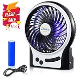 💟 Mini Ventilator 3 Geschwindigkeitsentwurf bietet mehr Optionen in verschiedenen Temperatur-Einstellungen, die eingebaute blaues Licht und Teile Notlicht kann sehr nützlich sein, nachdem Sie die Lichter in der Nacht oder wenn Sie in einem Lager im Sommer sind