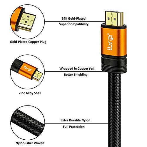 Ultra HD 4k HDMI Kabel 1.4a / 2.0 High Speed with Ethernet neues Kabel 3 fach geschirmt inkl. Stecker- und Kontaktschirmung 2160p Full HD 1080p 3D ARC CEC – 3m IBRA ORANGE GOLD - 2