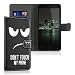 Produktbild kwmobile Wallet Case Kunstlederhülle für Huawei Honor 5X / GR5 - Cover Flip Tasche in Don't touch my Phone Design mit Kartenfach und Ständerfunktion in Weiß Schwarz