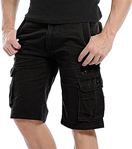 SunsheyCotton Casual Mens Cargo Shorts Pants Summer Fashion Sports Beach Travel Pockets Shorts (36, Black)