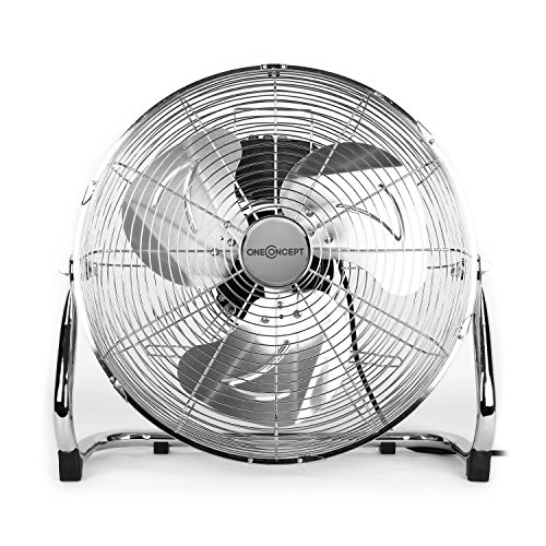 oneConcept • Metal Blizzard XXL • Ventilator • Bodenventilator • Standventilator • leise • Chrom • 46 cm (18″) Rotorblätter • Metallkorb • 120 Watt • neigbar • 3 Geschwindigkeiten • Tragegriff • Kabelaufwicklung • rutschfest • sicherer Stand • silber - 2