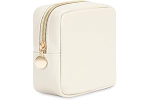 WANDERING NATURE Kosmetyczka damska, podróżna kosmetyczka, mała, do torebki, torba na makijaż, skóra PU, przenośna, średniej wielkości, z zamkiem błyskawicznym, mleczny biały, Mini