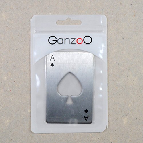 2er Set Flaschenöffner im Pokerkarten Design aus hochwertiger Edelstahl, Kartenwert ‚Pik AS‘, Poker, Marke Ganzoo - 3