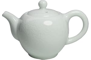 Liang baobao Teiera in porcellana, 300 ml, piccola teiera tradizionale cinese Ice Crack Glaze, bollitore da tè in ceramica (bianco)