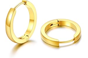 U7 Orecchini Uomo e Donna a Cerchio Piccolo 7-16mm Orecchini Huggie Larghezza 2mm 3mm in Acciaio Inossidabile Colore Acciaio Nero Oro Regalo per Donna Uomo