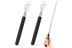 WUGAUWOR 2 Stück Zeigestab Ausziehbar, Ausziehbarer Zeigestock mit Finger Design (17-55cm), Zeigefinger Stab aus Edelstahl für Unterricht, Konferenzen & als Geschenk für Lehrer