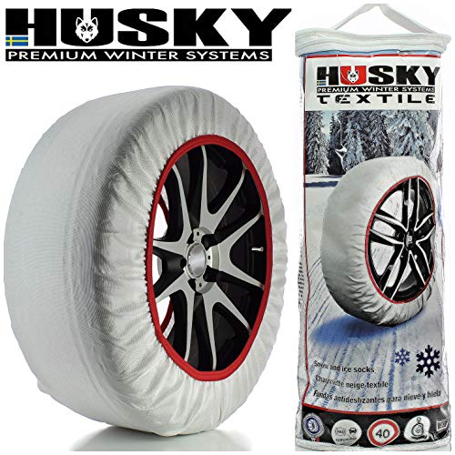 Sumex Husky Textile Winter Car Wheel Ice, Frost & Snow Chain Socks for 18" Tyres - RED & WHITE (215/55 R18)