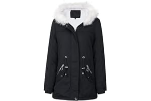 YYNUDA Women Winter Parka Coat Fur Collar Hooded Jacket Warm Windproof Padded Outwear