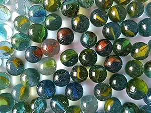 Navya Agrialllied ? Glass Marble Pebbles for vase fillers, Glass Games, Stones, Round Ball, Aquarium Fishtank , Home and Party Decoration-80 pcs Color - Multi-Color
