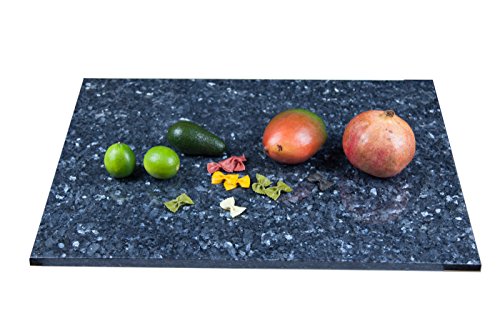 Große Arbeitsplatte Küchenplatte, Servierplatte oder Tischplatte aus poliertem Granit, dunkelblau-grau mit Design, Unikat Handarbeit 60 x 48 x 1,8 cm, 12KG - 5
