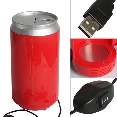 Sidiou Group Portable USB-PC Mini-Kühlschrank Kühlschrank kühles Getränk Getränkedosen Kühler & wärmer PC Gadgets Red - 6