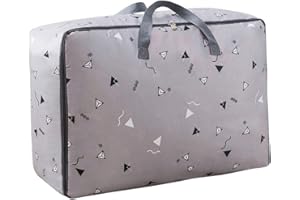 Disino 100L Borsa di Immagazzinaggio, Grande capacità Porta Abiti, Impermeabile Contenitori Sottoletto con Manico, Pieghevole Borsa Organizzatore per Trapunte Coperte Biancheria da Letto (Grigio)