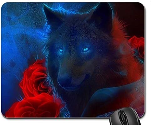 3dRose LLC 8 x 8 x 0.25 Inches Mouse Pad, Red and Black Damask Large Print Stylish Floral Gothic Bold Elegant Burlesque Inspired Pattern (mp_151459_1)