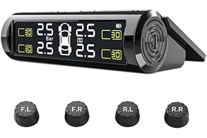 YancioGZ Système de Surveillance de capteur de Pression des pneus avec écran LCD TPMS Moniteur de Pression de détecteur Universel en Temps réel de Voiture avec Valve Externe