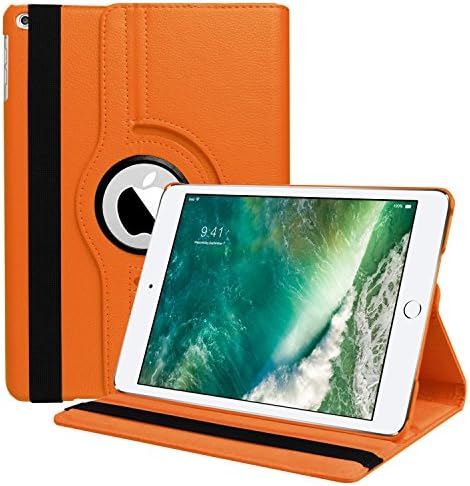 HBorna Case iPad 2018 2017 / iPad Air 2 / iPad Air, 360 Degree Rotating Stand Protective Cover with Auto Sleep/Wake Function, for Apple New iPad 9.7 inch 6th 5th Gen/iPad Air2 /iPad Air1, Orange