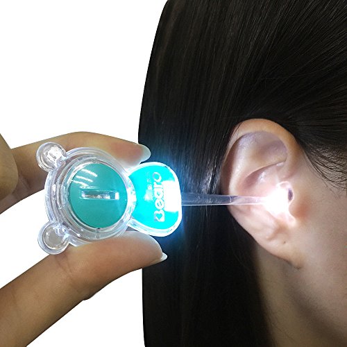 Lighted Ear Candles Wax Removal Cleaner Tool Safety LED Flashlight Ear Pick Spoon for Kids with 2pcs Spare Battery
