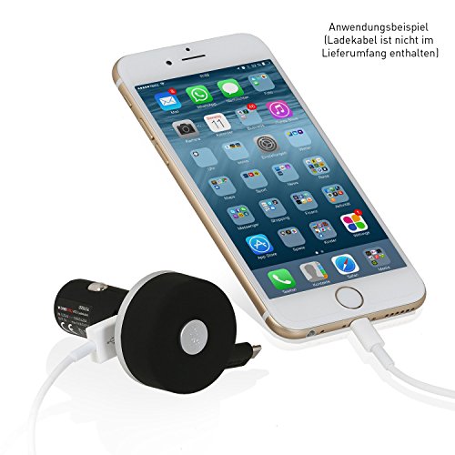 Wicked Chili T-Bone DUAL KFZ Ladegerät mit ausziehbarem micro USB Kabel für Samsung Geräte und USB Fast-Port für Apple Geräte (Kabellänge ca. 65 cm, micro USB: 1A / USB-A Port: 3.1 A) - 3