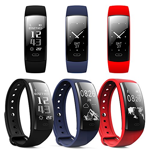 Preisvergleich Produktbild QS90 Fitness-Tracker mit Herzfrequenzmesser und Armband, wasserdicht, mit Blutdruckmesser, Schlafüberwachung, Anruferinnerung, Schrittzähler, für Android / iOS