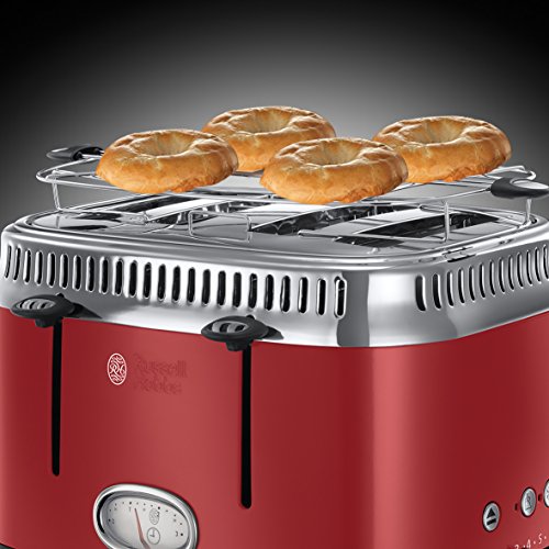 Russell Hobbs 21690-56 Retro Ribbon Red 4-Schlitz Toaster mit stylischer Countdown-Anzeige, Schnell-Toast-Technologie, 2400 W, rot - 6