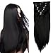 S-noilite® 17-26 Inches(43-66cm) 8pcs Long Full Head Clip in Hair Extensions Extension Sexy Lady Fashion Choice 25 Colors (26 Inches-Straight, Dark Black)