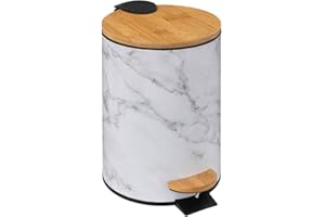 5 five simply smart 5five - Poubelle Soft Close métal 3l Lea Blanc Effet marbre