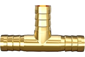 AITSITE Atisite Conector de manguera de latón de 14 mm, 3 vías, pieza en T de latón, accesorios de latón en forma de T para aire, gas, agua, combustible (1 pieza)
