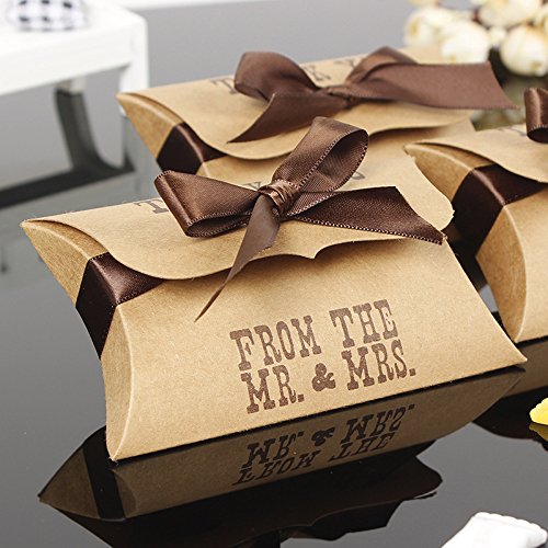 100pcs/lot Candy Box Chocolate Box Pary Favor Wedding Party Gift Package Box for Guest Pillow Kraft Paper Candy Gift Packing Box 11*7*2cm