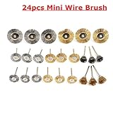 Grifflänge: 35mm ChaRLes 24 Stücke Mini Draht Stahl Messing Pinsel Set Polierbürste Topfscheiben Für Rotary Tool