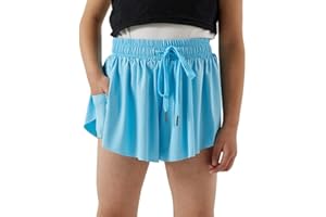 Hovershoes Girls Flowy Shorts with Spandex Liner 2 in 1 Skort Kids Athletic Shorts with with Inner Pocket Youth Skirts for Fitness Running Active Workout Sports 5-12 Years