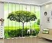 Produktbild Dbtxwd Polyester 3D grüne Vorhänge, Pflanzen Landschaft Druck Blackout für Kinderzimmer Wohnzimmer Fenster Vorhänge, sperrige Suspension, waschbar , wide 150x high 166 (wide 75x2)