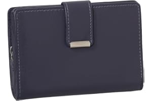 Ledershop24 RFID Damen Leder Geldbörse Portemonnaie Geldbeutel - Geschenkset + exklusiven Schlüsselanhänger - Farbe Dunkelblau