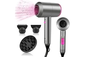 CASAMAA Professional Ionic Hair Dryer 2000W Hairdryer Powerful AC Motor Quick Drying with 2 Speed 3 Heat Setting, Cool Shot Button with 1 Diffuser & 2 Concentrator for Women Man (Light Gray)