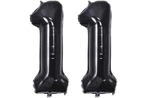 Vthoviwa 40 Zoll 17 Farbens Luftballon Zahlen 11 Schwarz, Luftballon 11. Geburtstag Foil Ballon, 0123456789,10-19,20-25,30,40,50,60,70,80,90, Folienballon 11 Party Dekoration Helium Unterstützen