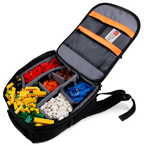DURAGADGET Mochila Organizadora De Piezas De LEGO + Funda Impermeable - Diseño Negro - ¡Ideal Para Regalo!