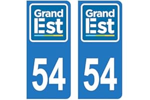 HADEXIA Autocollant Stickers Plaque immatriculation Voiture Auto département 54 Meurthe-et-Moselle Logo Région Grand Est