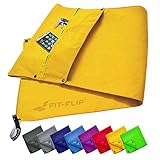 ABNEHMBARER MAGNET CLIP - in dem Magnetclip sind zwei starke neodym Magnete eingearbeitet, wodurch das Handtuch sogar mit extra Gewicht (z.B. Handy) in der Reißverschlusstasche ohne Probleme an Metallgeräten fixiert werden kann. Der Clip ist abnehmbar und kann flexibel am Handtuch befestigt werden. Zum Waschen muss dieser abgenommen werden!