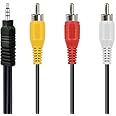 AILTECK 3.5mm to RCA Camcorder AV Audio Video Output Cable, 3 RCA to 3.5mm AV Input Cord Replacement for Sony TV TCL TV 5FT