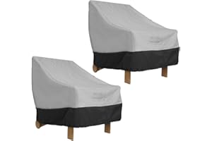 FOUNDOVE 2PCS Patio Chair Cover Waterproof for Garden Deep Seat Lounge Chair, Veranda High Back Armchair Sofa Furniture Covers (85 * 80 * 91.5cm, Grey)