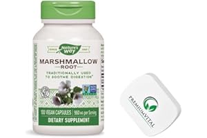 PremiumVital, Nature's Way, Marshmallow Root (Eibischwurzel), 480mg, 100 vegane Kapseln, mit praktischer Pillendose, Laborgeprüft, Glutenfrei, Sojafrei, Vegetarisch